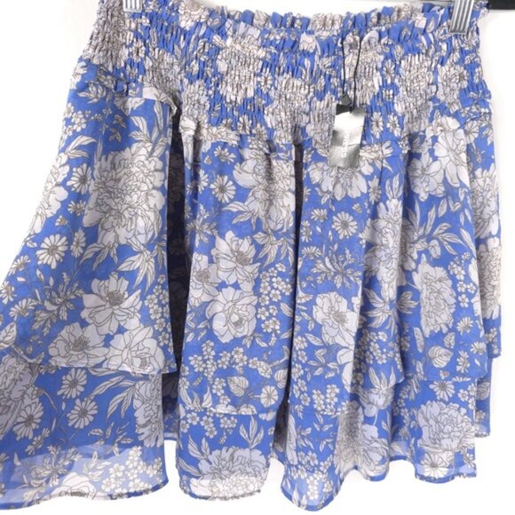 NWT EXPRESS Women’s Floral Mini Skirt Smocked Ruffle Chiffon Layered‎ MEDIUM - Picture 3 of 10